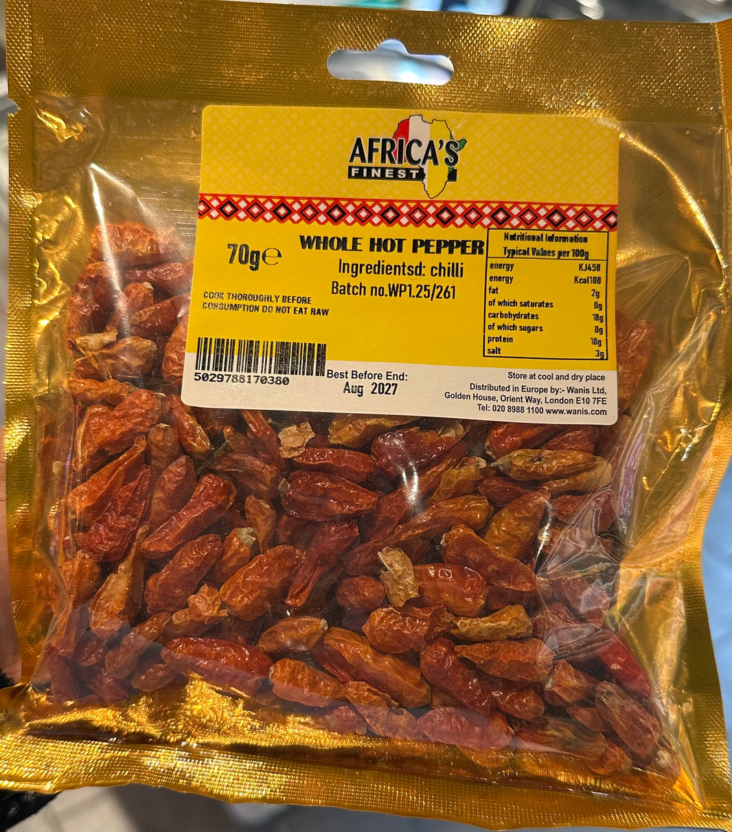 Africa’s Finest Whole Hot Peppers 70g